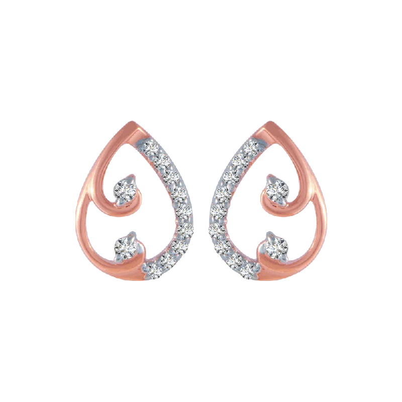 14K Gold Plated Heart - Shaped Stud Earrings for a Romantic and Feminine Look14KT (585) Rose Gold And Diamond Stud Earrings For Women 14K Gold Plated Heart - Shaped Stud Earrings for a Romantic and Feminine Look14KT (585) Rose Gold And Diamond Stud Earrings For Women
