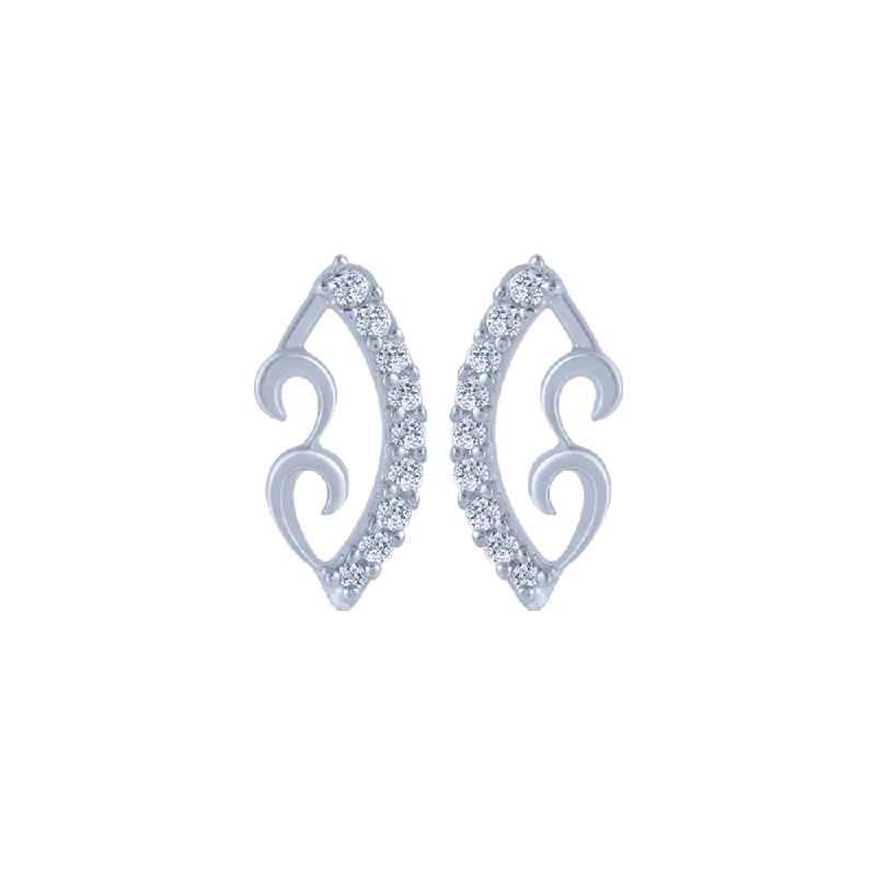 Rhinestone - Embellished Crown - Shaped Stud Earrings for a Princess - Inspired Look14KT (585) White Gold And Diamond Stud Earrings For Women Rhinestone - Embellished Crown - Shaped Stud Earrings for a Princess - Inspired Look14KT (585) White Gold And Diamond Stud Earrings For Women