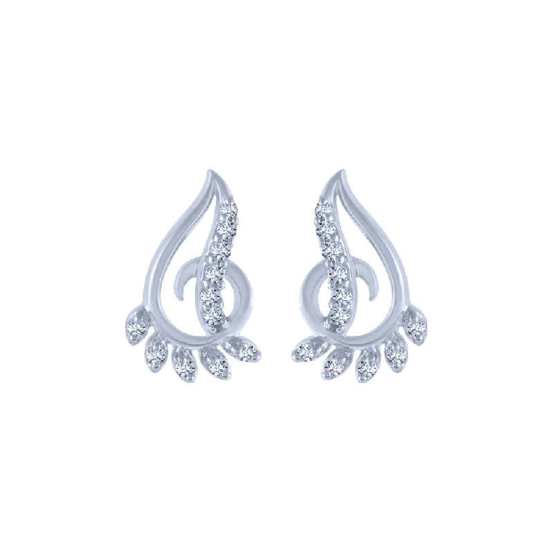 Two - Tone Gold and Silver Plated Clover Stud Earrings for a Lucky and Stylish Symbol14KT (585) White Gold And Diamond Stud Earrings For Women