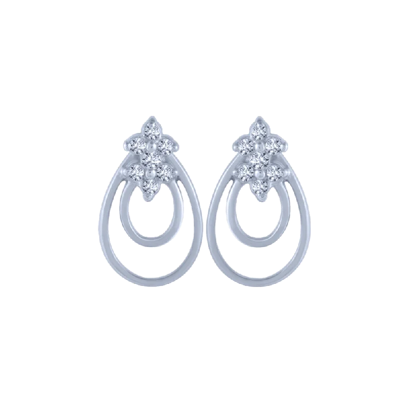 Rhinestone - Embellished Crown - Shaped Stud Earrings for a Princess - Inspired Look14KT (585) White Gold And Diamond Stud Earrings For Women Rhinestone - Embellished Crown - Shaped Stud Earrings for a Princess - Inspired Look14KT (585) White Gold And Diamond Stud Earrings For Women