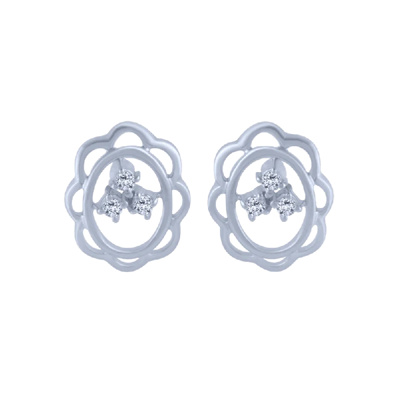 Adjustable - Back Crystal Stud Earrings in Clear for a Sparkling and Versatile Piece14KT (585) White Gold And Diamond Stud Earrings For Women Adjustable - Back Crystal Stud Earrings in Clear for a Sparkling and Versatile Piece14KT (585) White Gold And Diamond Stud Earrings For Women