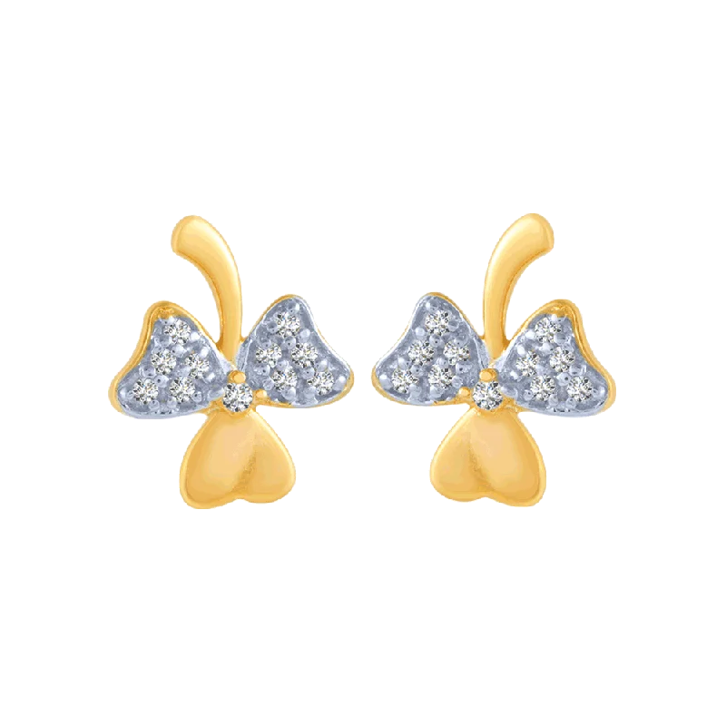 Rhinestone - Embellished Crown - Shaped Stud Earrings for a Princess - Inspired Look14KT (585) Yellow Gold And Diamond Stud Earrings For Women