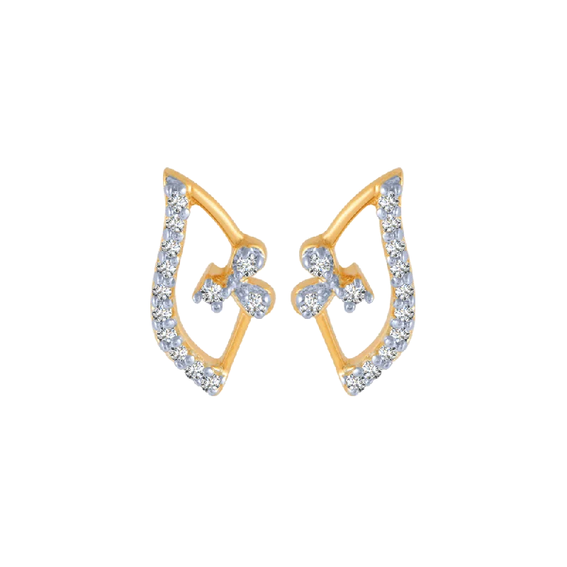 Adjustable - Back Crystal Stud Earrings in Clear for a Sparkling and Versatile Piece14KT (585) Yellow Gold And Diamond Stud Earrings For Women Adjustable - Back Crystal Stud Earrings in Clear for a Sparkling and Versatile Piece14KT (585) Yellow Gold And Diamond Stud Earrings For Women