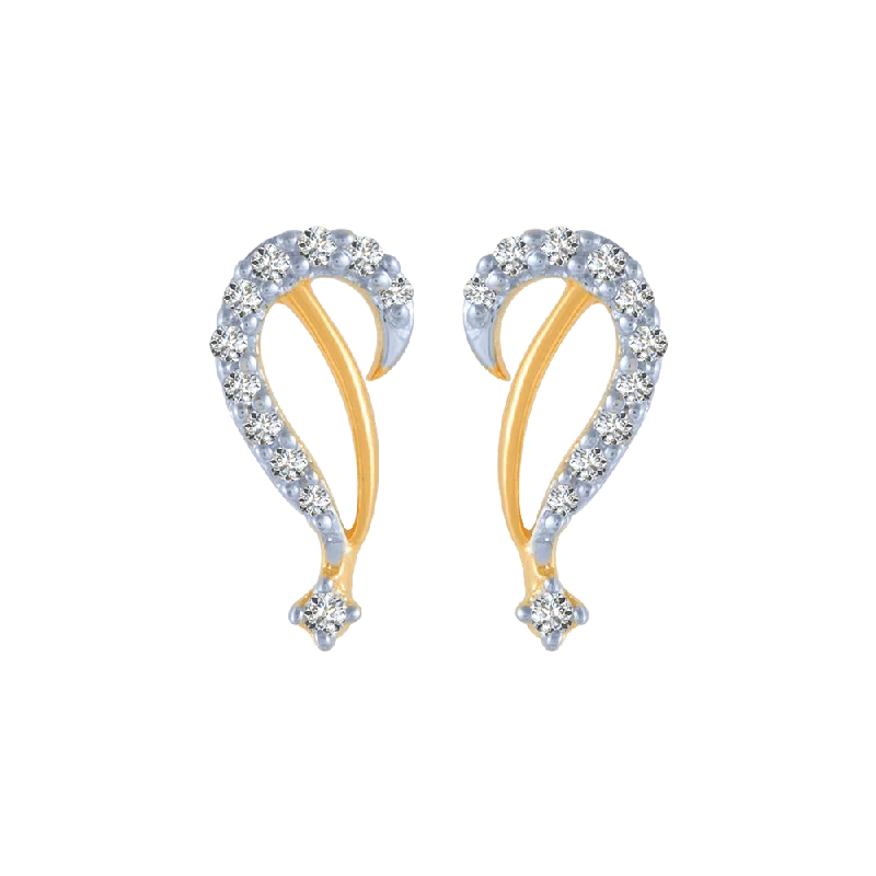 Cubic Zirconia - Encrusted Flower Stud Earrings in Pink for a Girly and Glamorous Accessory14KT (585) Yellow Gold And Diamond Stud Earrings For Women Cubic Zirconia - Encrusted Flower Stud Earrings in Pink for a Girly and Glamorous Accessory14KT (585) Yellow Gold And Diamond Stud Earrings For Women