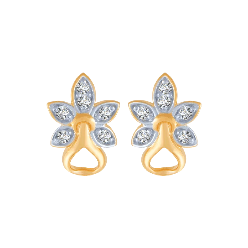 Adjustable - Back Crystal Stud Earrings in Clear for a Sparkling and Versatile Piece14KT (585) Yellow Gold And Diamond Stud Earrings For Women Adjustable - Back Crystal Stud Earrings in Clear for a Sparkling and Versatile Piece14KT (585) Yellow Gold And Diamond Stud Earrings For Women