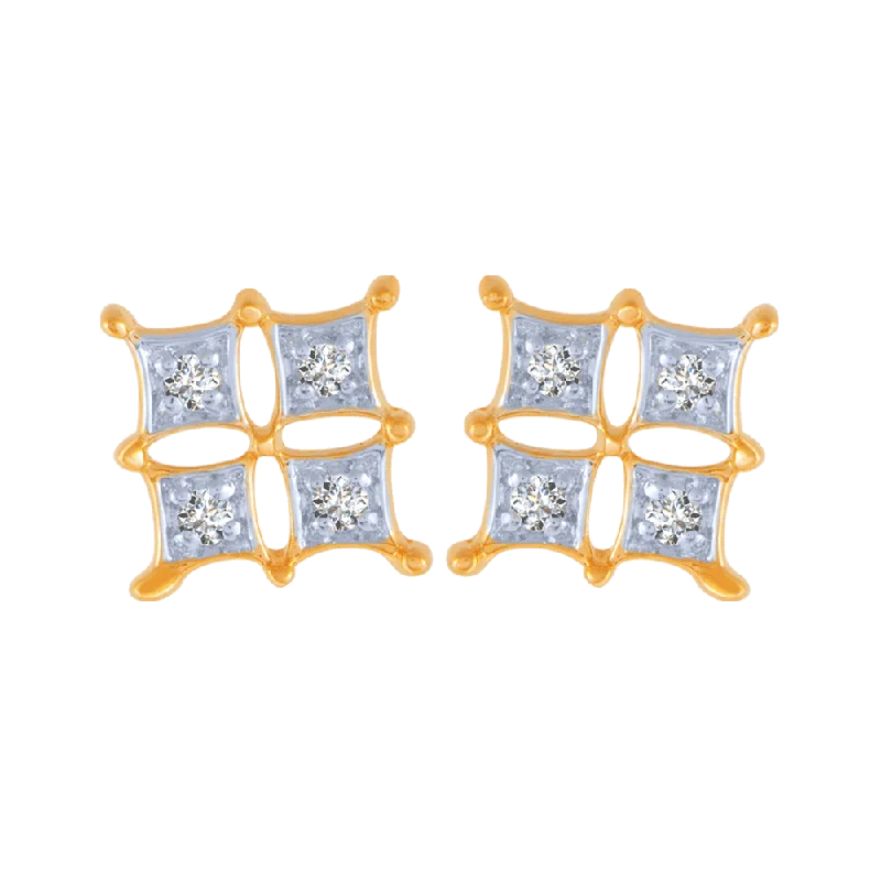 Two - Tone Gold and Silver Plated Clover Stud Earrings for a Lucky and Stylish Symbol14KT (585) Yellow Gold And Diamond Stud Earrings For Women Two - Tone Gold and Silver Plated Clover Stud Earrings for a Lucky and Stylish Symbol14KT (585) Yellow Gold And Diamond Stud Earrings For Women
