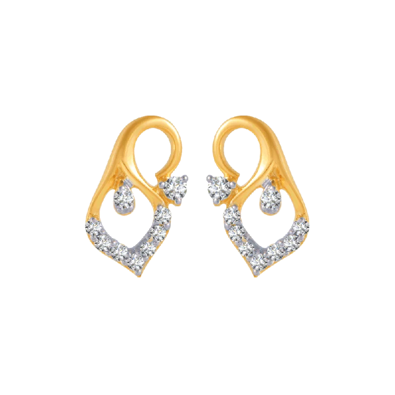 Adjustable - Back Crystal Stud Earrings in Clear for a Sparkling and Versatile Piece14KT (585) Yellow Gold And Diamond Stud Earrings For Women Adjustable - Back Crystal Stud Earrings in Clear for a Sparkling and Versatile Piece14KT (585) Yellow Gold And Diamond Stud Earrings For Women